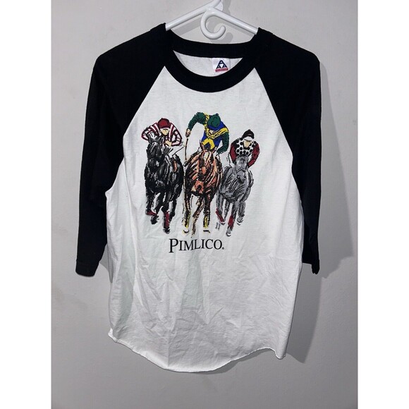 Pimlico Race Course Racetrack Baseball Cut T Shirt Long Sleeve Maryland Size M - Picture 1 of 5